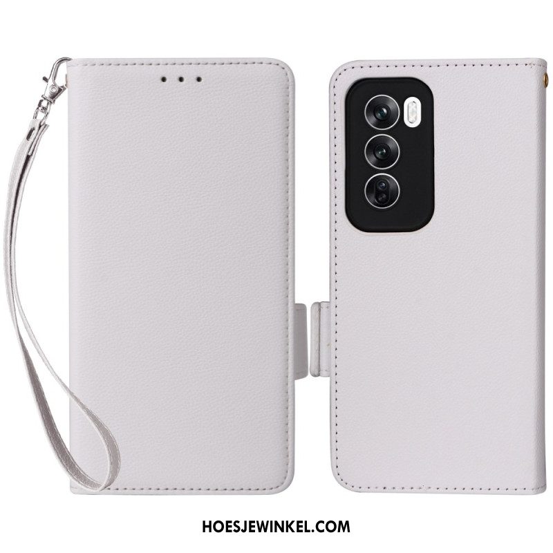 Flip Case Leren Oppo Reno 12 5g Finesse Leereffect Met Riem