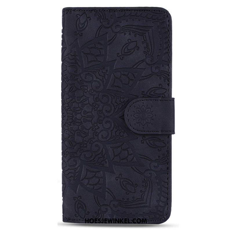 Flip Case Leren Samsung Galaxy A15 Bedrukte Mandala Met Bandje