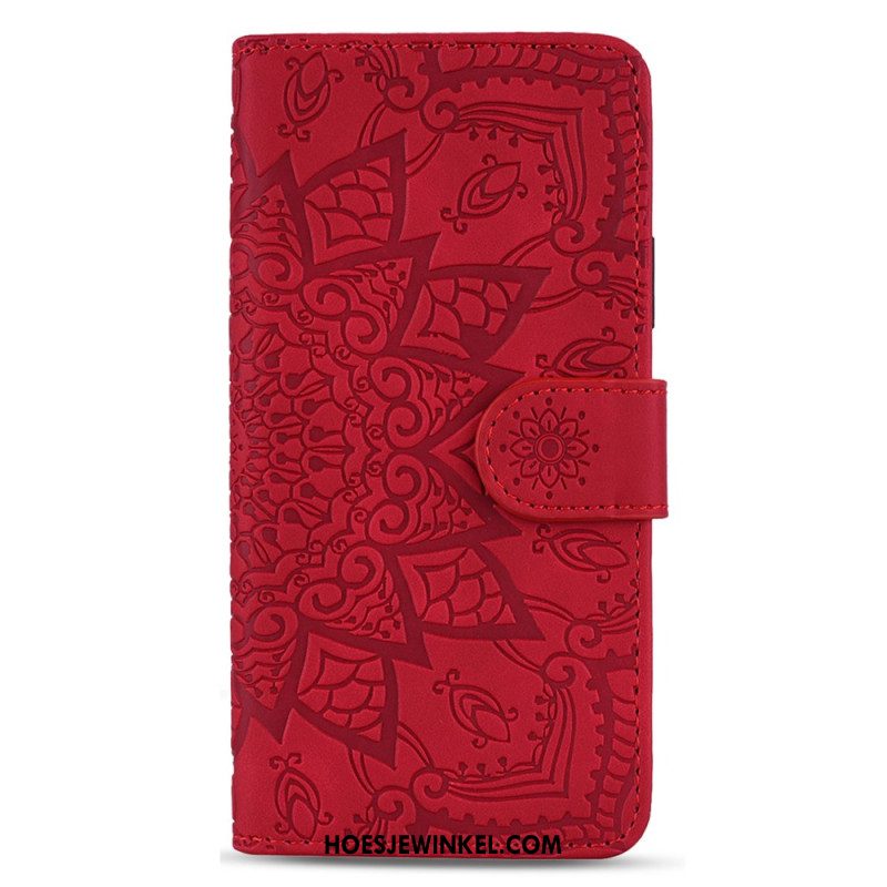 Flip Case Leren Samsung Galaxy A15 Bedrukte Mandala Met Bandje