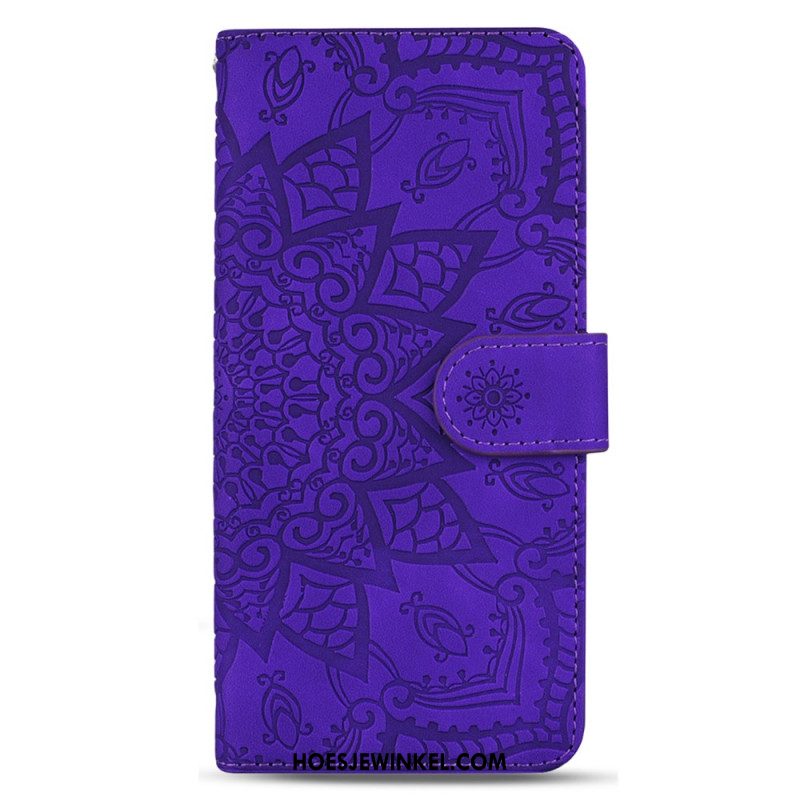 Flip Case Leren Samsung Galaxy A15 Bedrukte Mandala Met Bandje