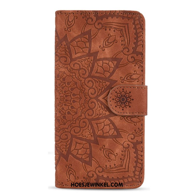 Flip Case Leren Samsung Galaxy A15 Bedrukte Mandala Met Bandje