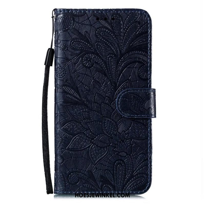 Flip Case Leren Samsung Galaxy A16 5g Bloemmotief En Riem