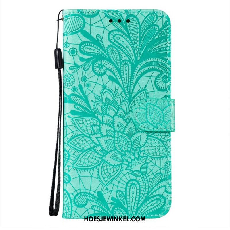 Flip Case Leren Samsung Galaxy A16 5g Bloemmotief En Riem