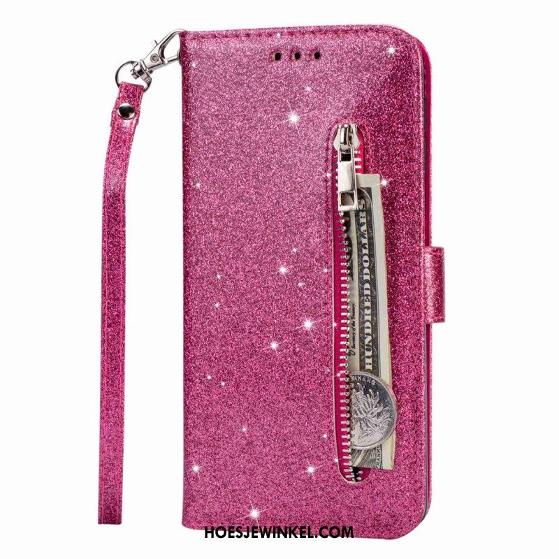 Flip Case Leren Samsung Galaxy S24 Plus 5g Portemonnee Met Glitters