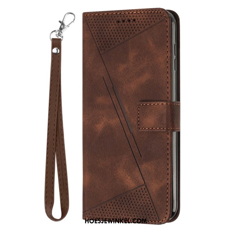 Flip Case Leren Sony Xperia 10 Vi Riemdriehoek