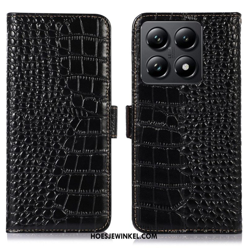 Flip Case Leren Xiaomi 14t Pro Leer Met Krokodillentextuur