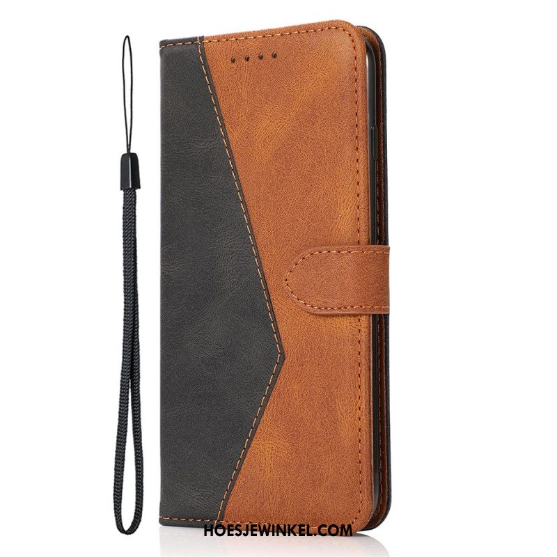 Flip Case Leren Xiaomi 14t Tweekleurige Band