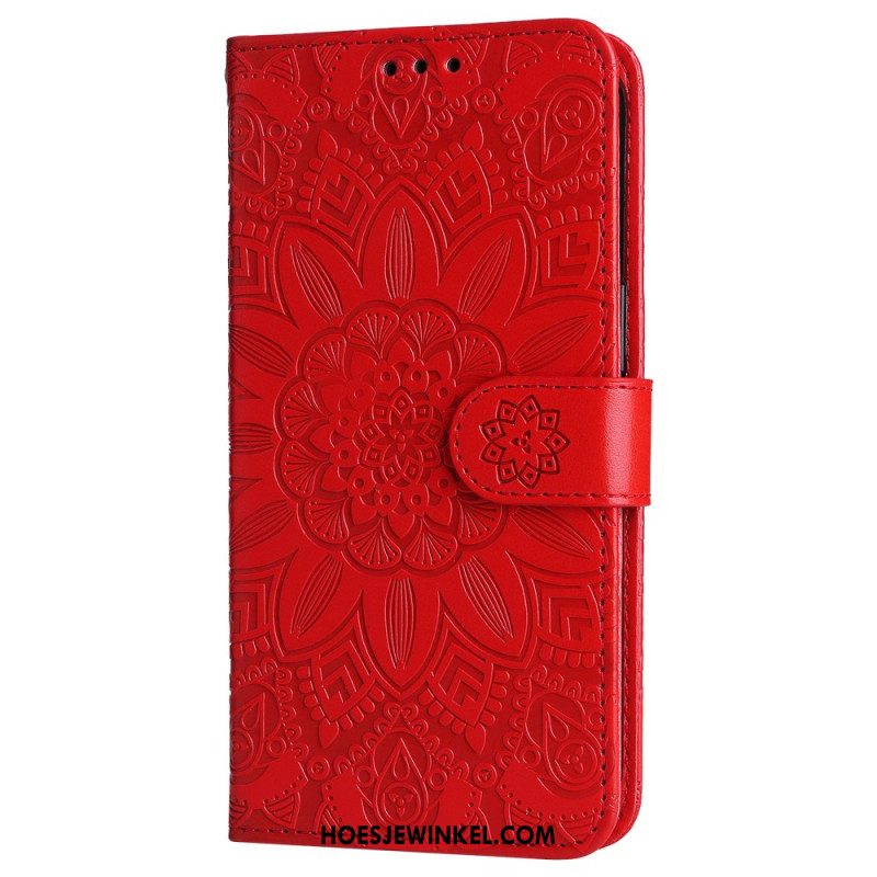 Flip Case Leren Xiaomi Redmi Note 13 4g Bloemenmandala Met Bandje