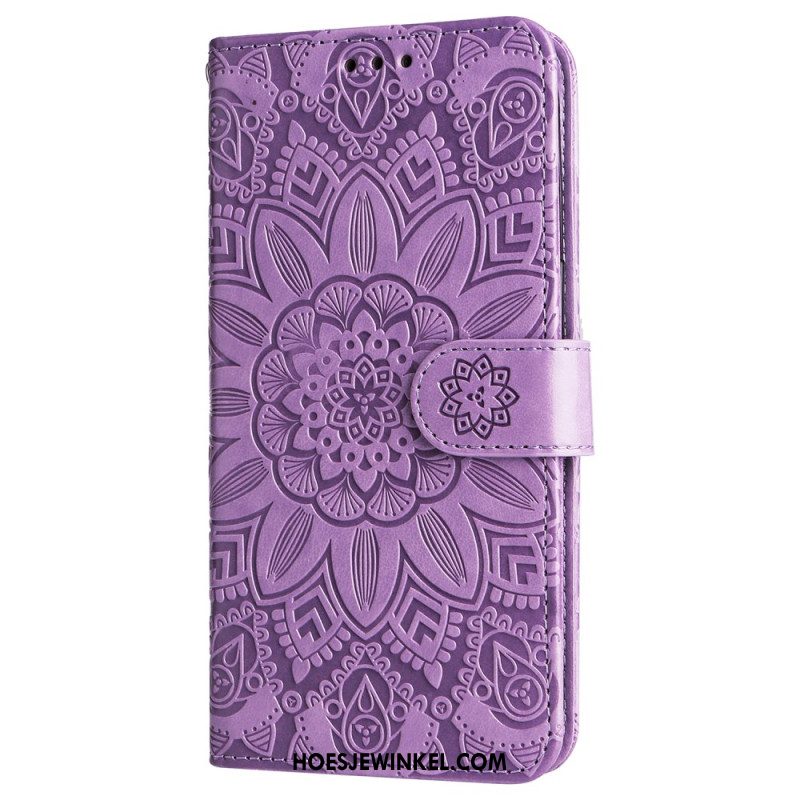 Flip Case Leren Xiaomi Redmi Note 13 4g Bloemenmandala Met Bandje