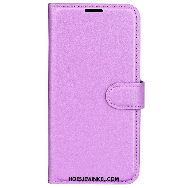 Flip Case Leren Xiaomi Redmi Note 13 4g Klassiek Litchi Kunstleer