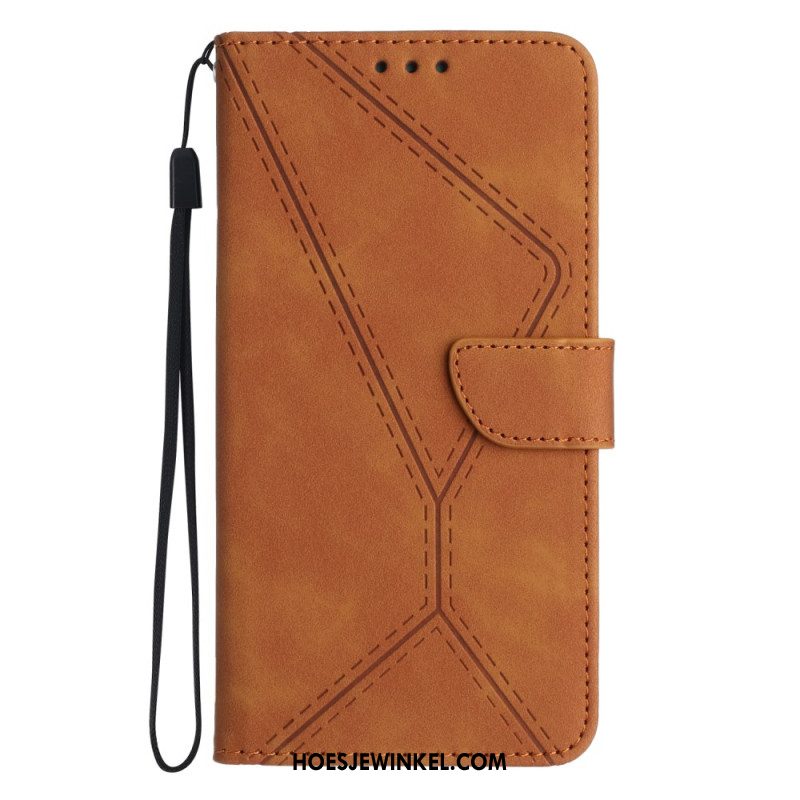 Flip Case Leren Xiaomi Redmi Note 13 4g Stippellijnen En Riemlijnen