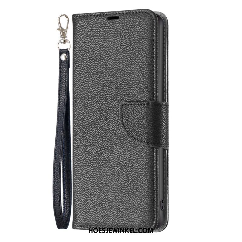 Flip Case Leren Xiaomi Redmi Note 13 Pro 5g Litchi Kunstleer Met Riem