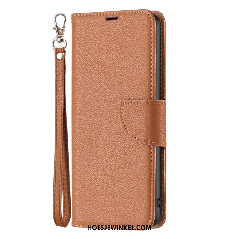 Flip Case Leren Xiaomi Redmi Note 13 Pro 5g Litchi Kunstleer Met Riem