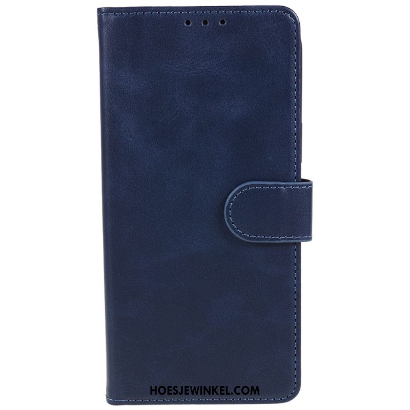 Flip Case Leren Xiaomi Redmi Note 13 Pro Plus 5g Effen Leereffect Met Riem