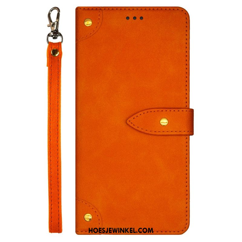 Flip Case Leren Xiaomi Redmi Note 13 Pro Plus 5g Idewei Decoratieve Klinknagels