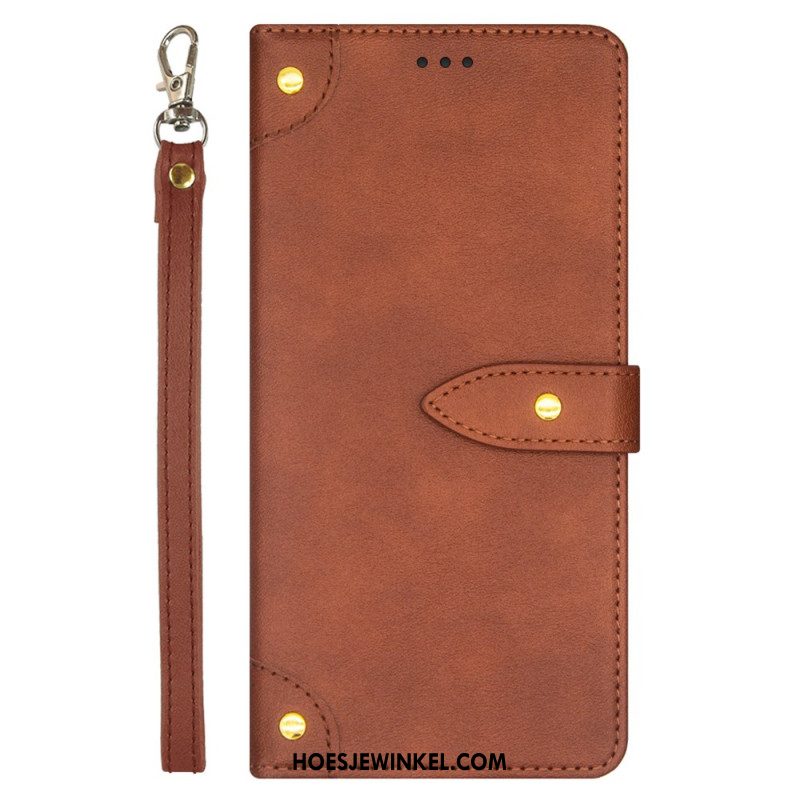 Flip Case Leren Xiaomi Redmi Note 13 Pro Plus 5g Idewei Decoratieve Klinknagels