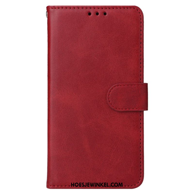 Flip Case Leren iPhone 16 Effen Leerstijl Met Riem