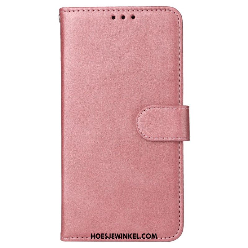 Flip Case Leren iPhone 16 Effen Leerstijl Met Riem