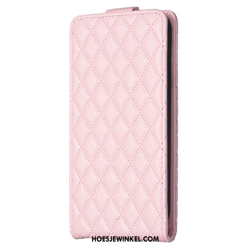 Flip Case Leren iPhone 16 Pro Gewatteerde Verticale Klep