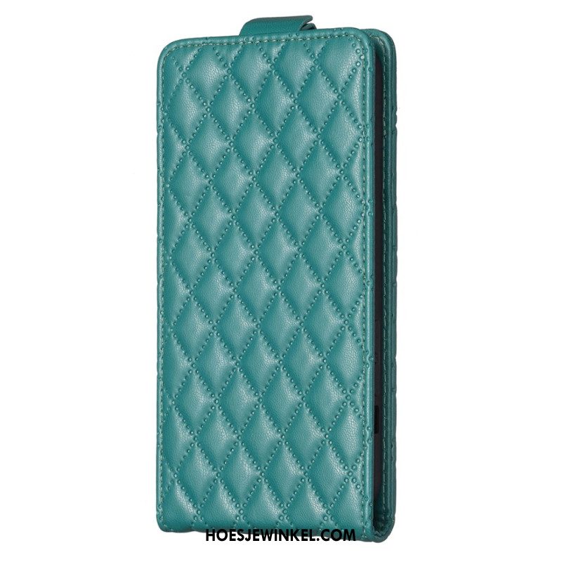 Flip Case Leren iPhone 16 Pro Gewatteerde Verticale Klep