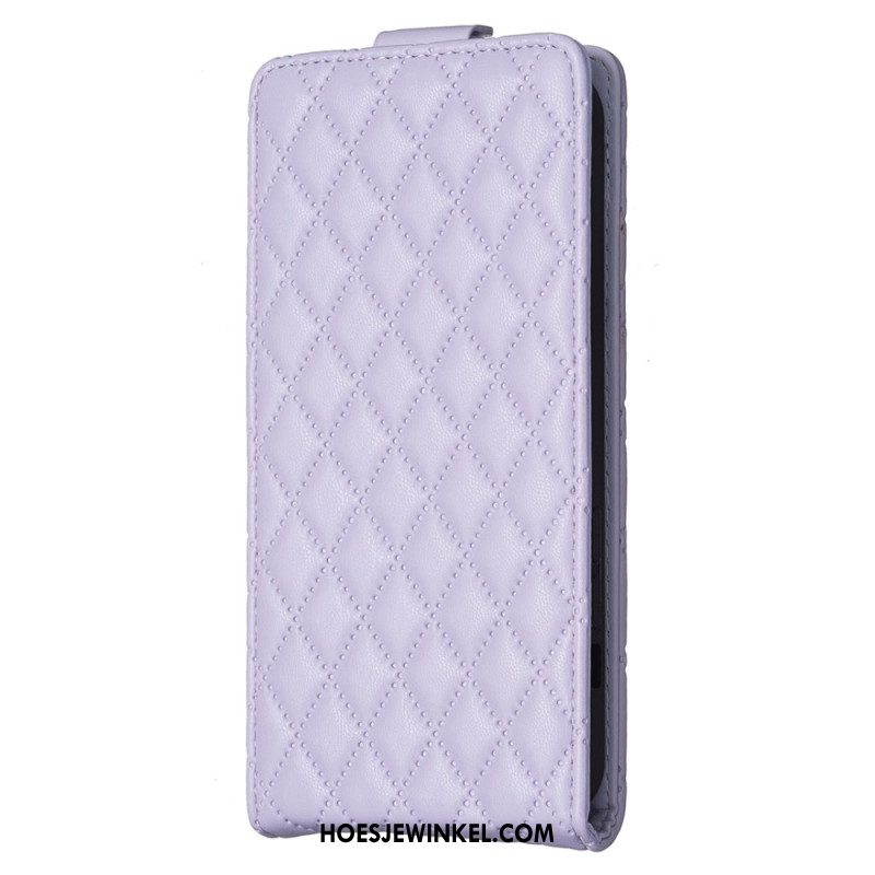 Flip Case Leren iPhone 16 Pro Gewatteerde Verticale Klep