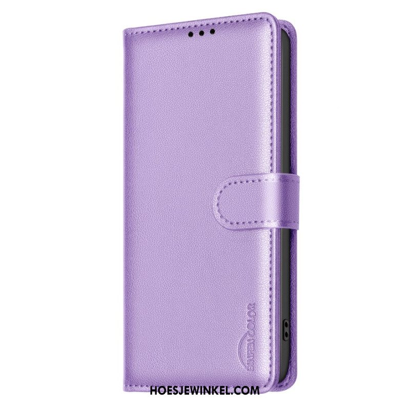 Flip Case Leren iPhone 16 Pro Glad Kunstleer Binfen Kleur