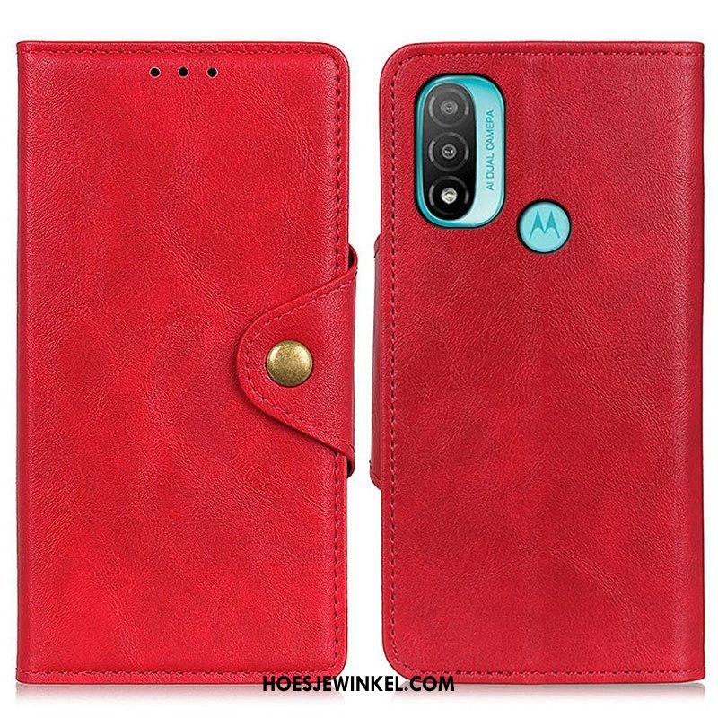 Flip Case voor Moto E40 / E30 / E20 Vintage Kunstleer En Knop