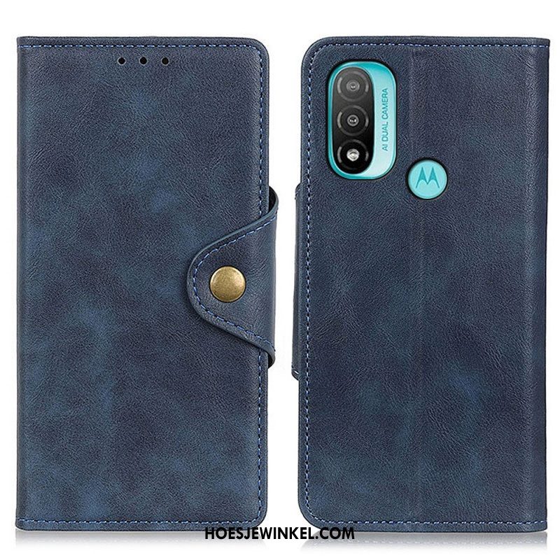 Flip Case voor Moto E40 / E30 / E20 Vintage Kunstleer En Knop