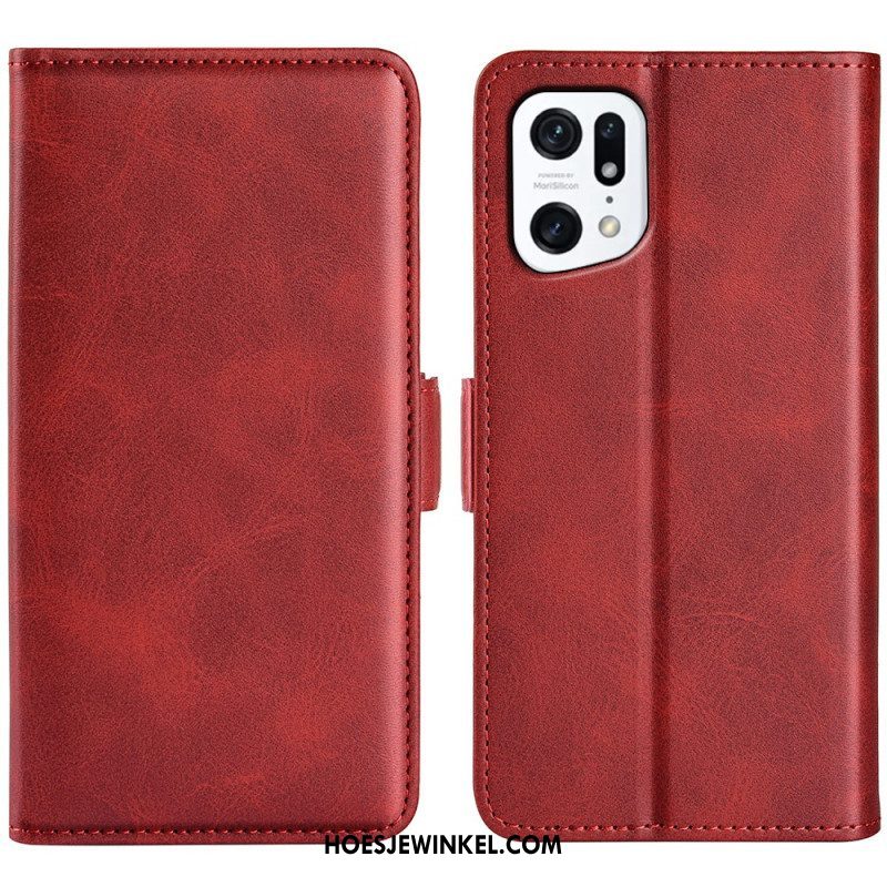 Flip Case voor Oppo Find X5 Folio-hoesje Dubbele Klep