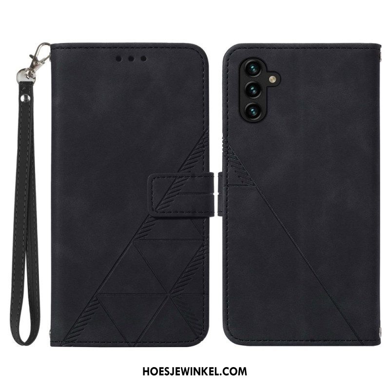 Flip Case voor Samsung Galaxy A54 5G Met Ketting Riem Driehoeken