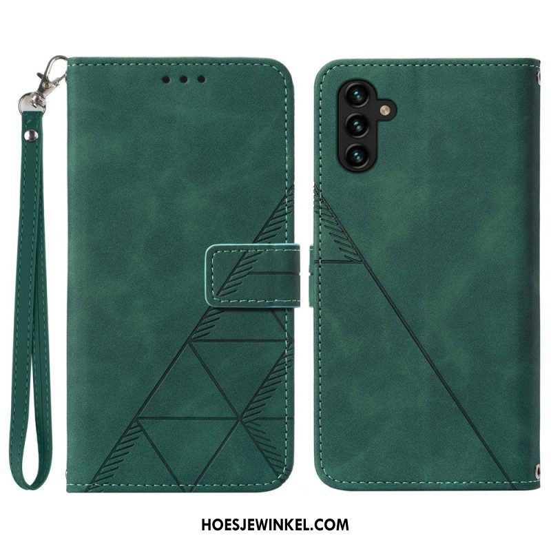 Flip Case voor Samsung Galaxy A54 5G Met Ketting Riem Driehoeken