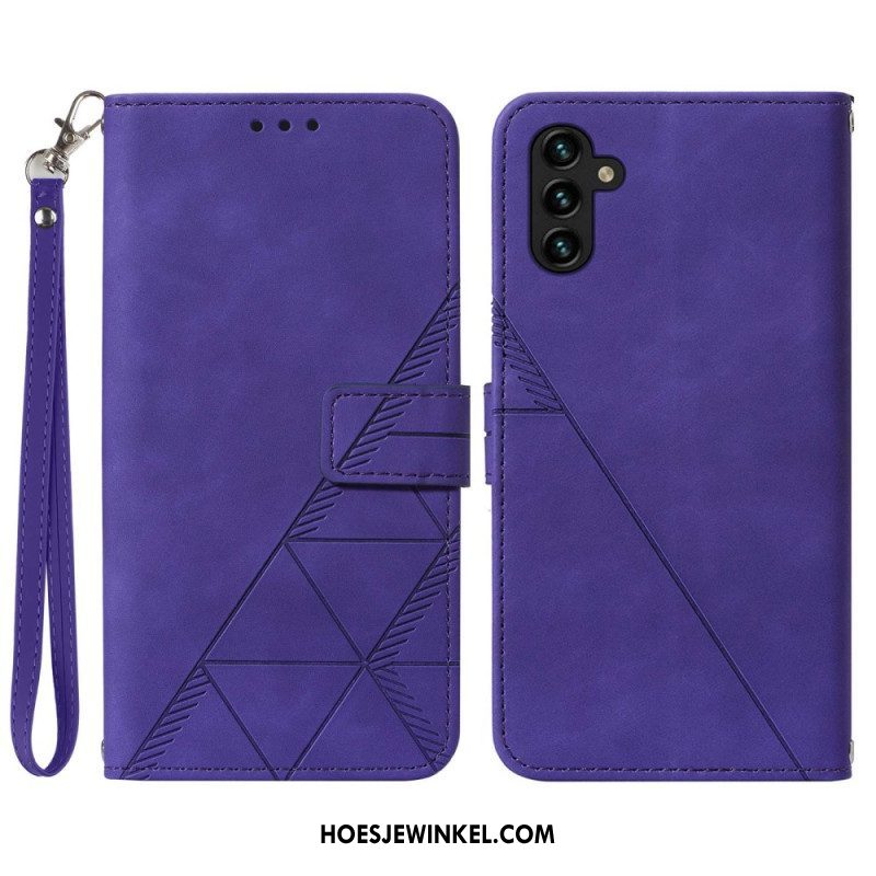 Flip Case voor Samsung Galaxy A54 5G Met Ketting Riem Driehoeken