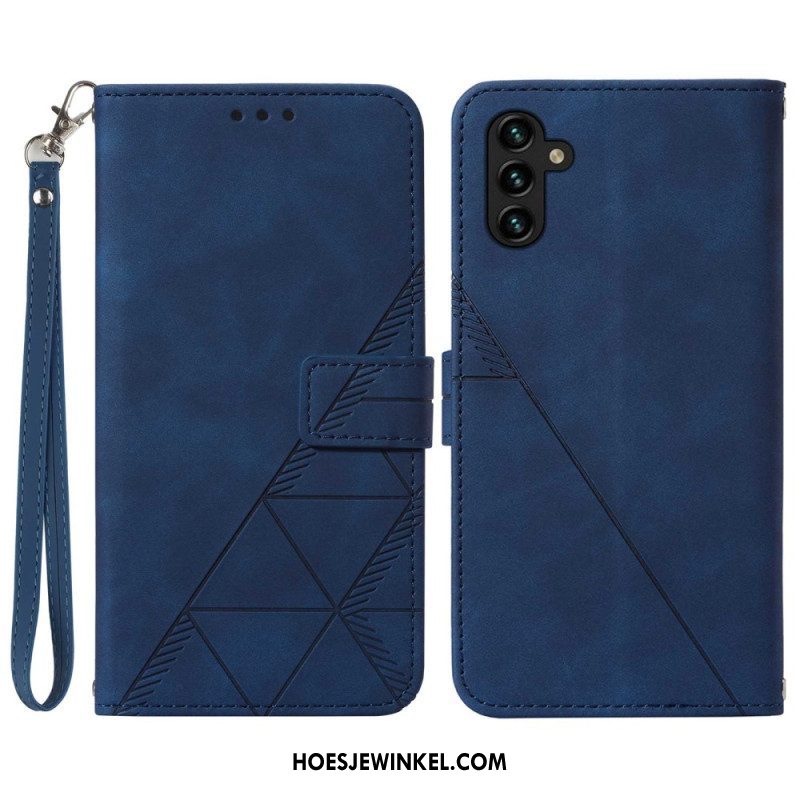 Flip Case voor Samsung Galaxy A54 5G Met Ketting Riem Driehoeken