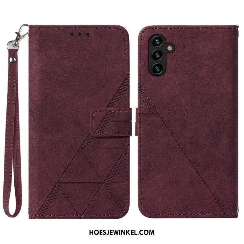 Flip Case voor Samsung Galaxy A54 5G Met Ketting Riem Driehoeken