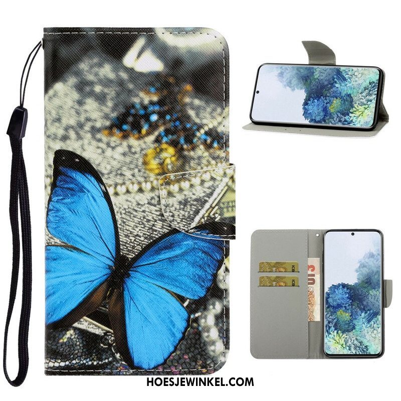 Flip Case voor Samsung Galaxy S21 5G Met Ketting Vlinderbandvariaties