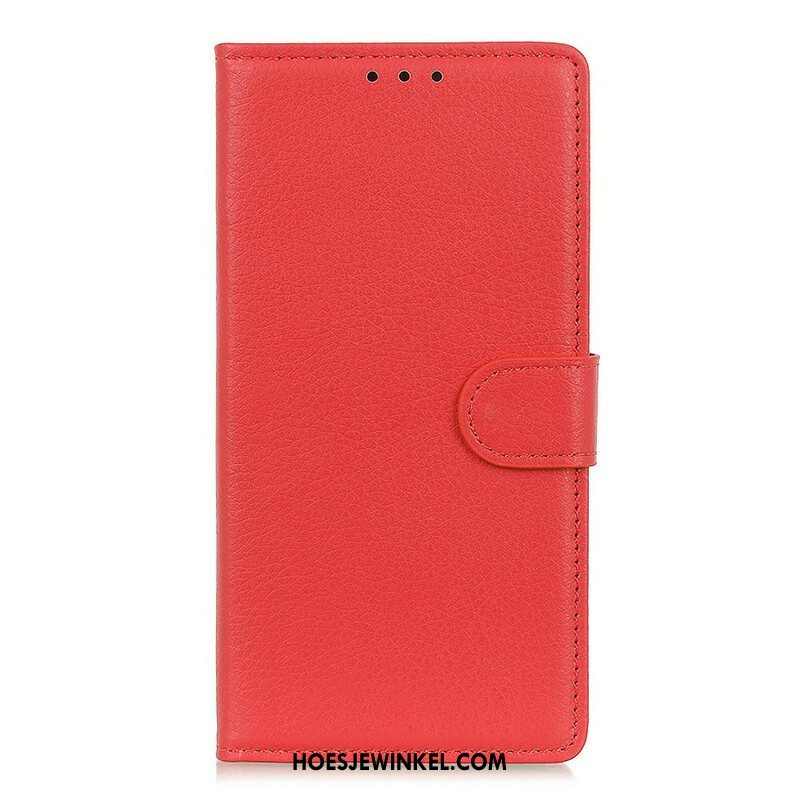 Flip Case voor Samsung Galaxy S21 5G Traditioneel Litchi Kunstleer