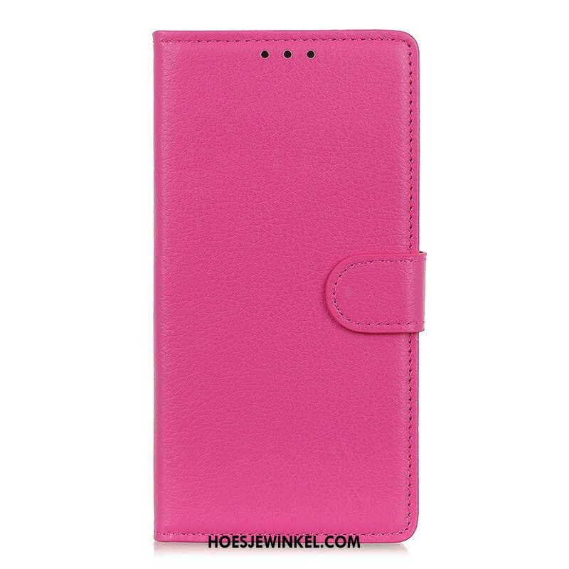 Flip Case voor Samsung Galaxy S21 5G Traditioneel Litchi Kunstleer