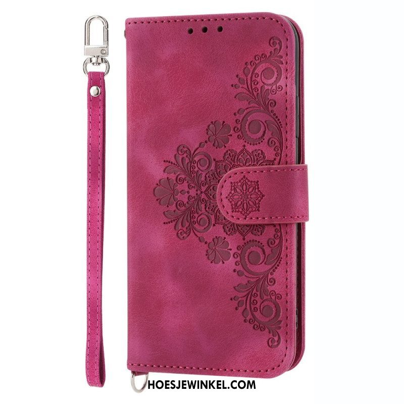 Flip Case voor Samsung Galaxy S23 5G Met Ketting Kanten Mandala Met Bandjes