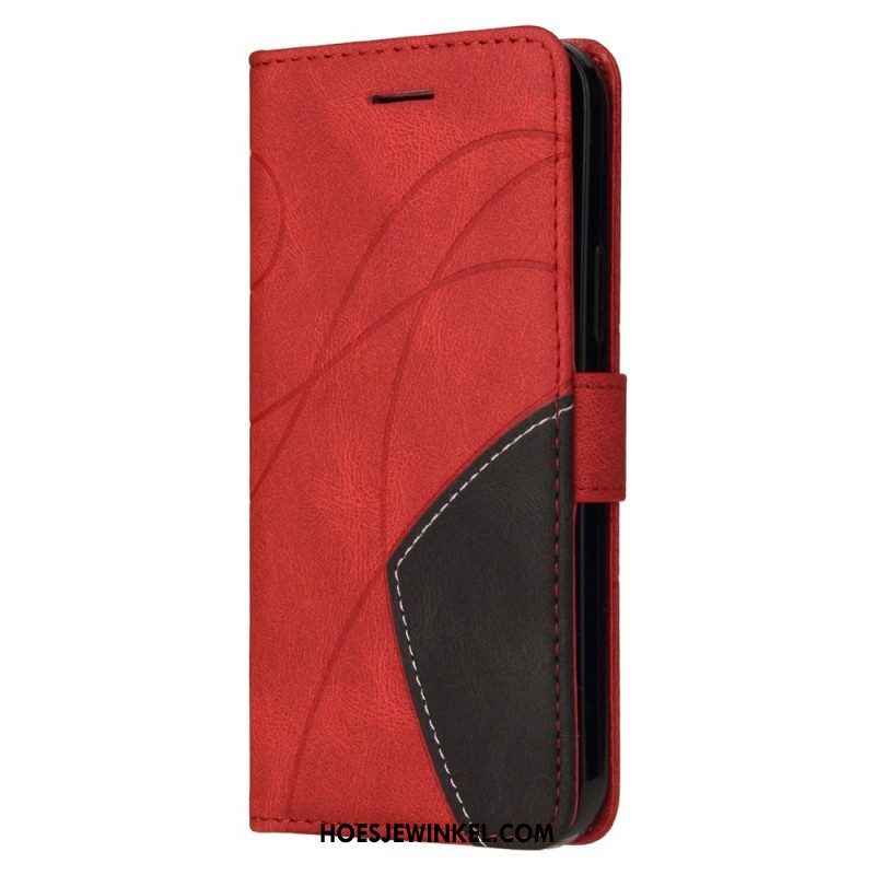 Flip Case voor Xiaomi 12T / 12T Pro Met Ketting Tweekleurige Riem