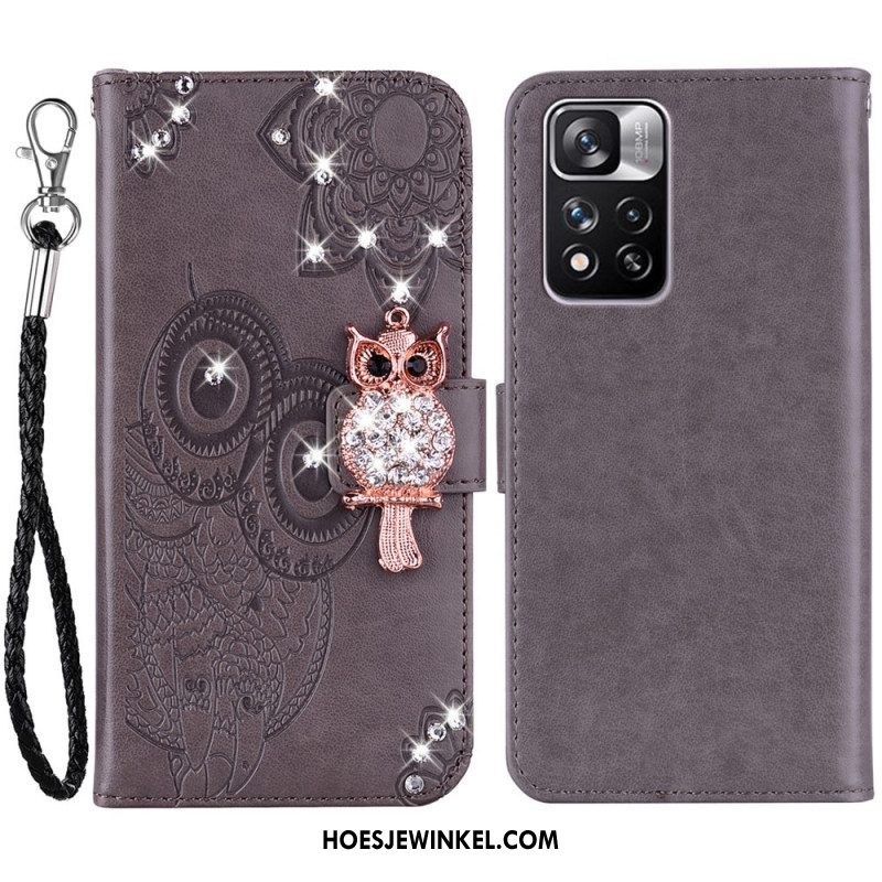 Flip Case voor Xiaomi Redmi Note 11 Pro Plus 5G Uil Mandala En Charme