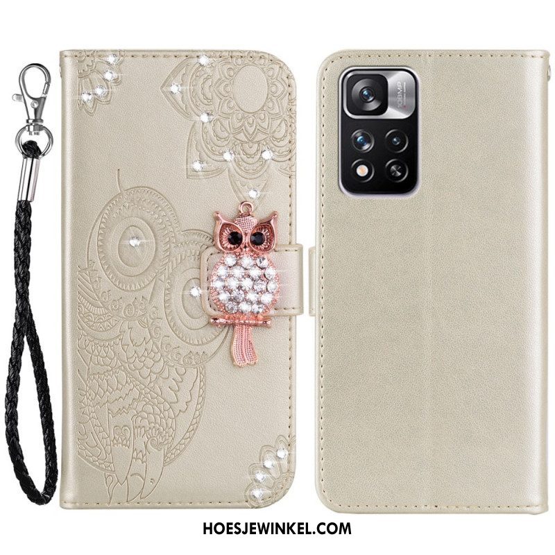 Flip Case voor Xiaomi Redmi Note 11 Pro Plus 5G Uil Mandala En Charme