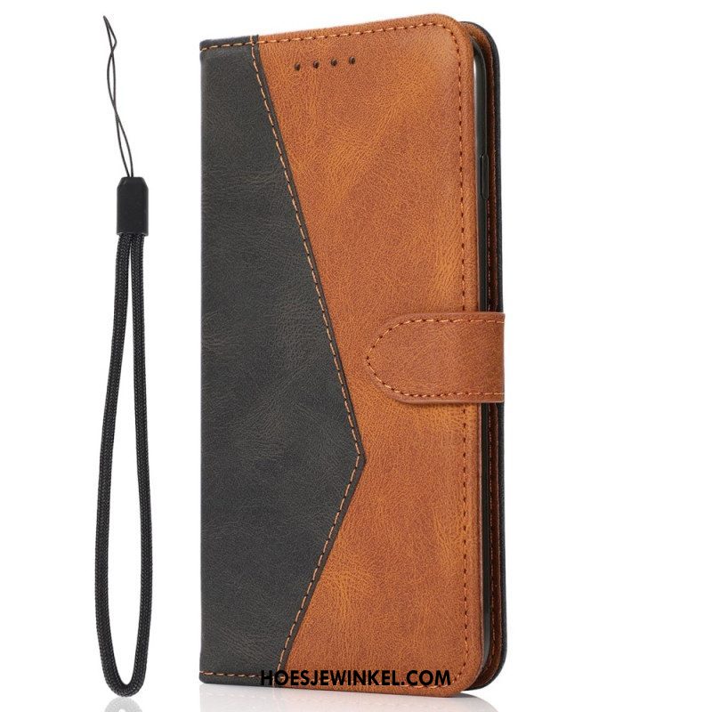 Flip Case voor Xiaomi Redmi Note 12 Pro Met Ketting Tweekleurige Riem