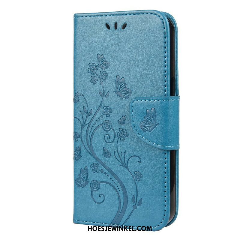 Flip Case voor iPhone 13 Pro Met Ketting Strakke Bloemen