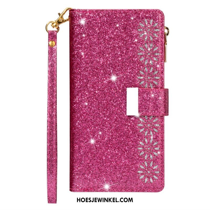 Flip Case voor iPhone 15 Pro Max Glitter Met Portemonnee