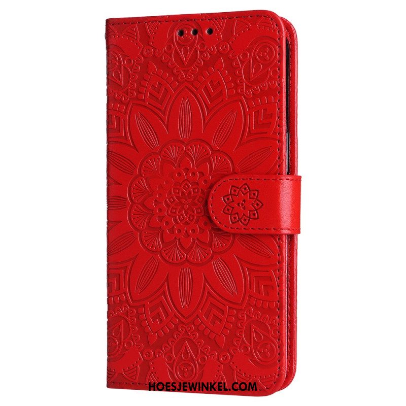 Folio-hoesje Oppo Reno 12 5g Telefoonhoesje Zonnebloempatroon En Riem