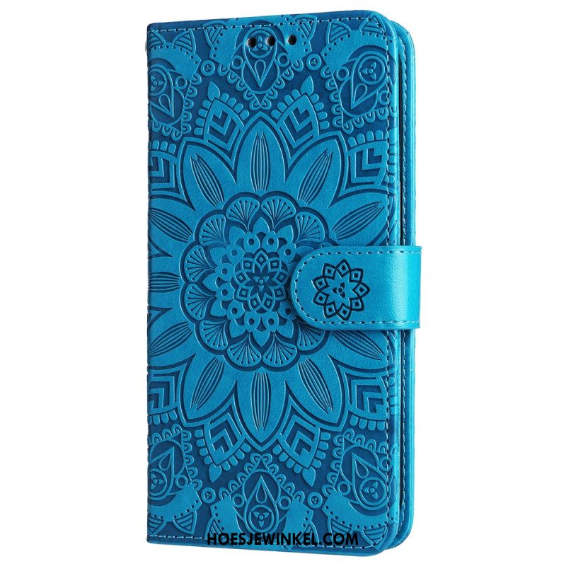 Folio-hoesje Oppo Reno 12 5g Telefoonhoesje Zonnebloempatroon En Riem