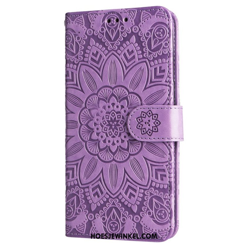 Folio-hoesje Oppo Reno 12 5g Telefoonhoesje Zonnebloempatroon En Riem