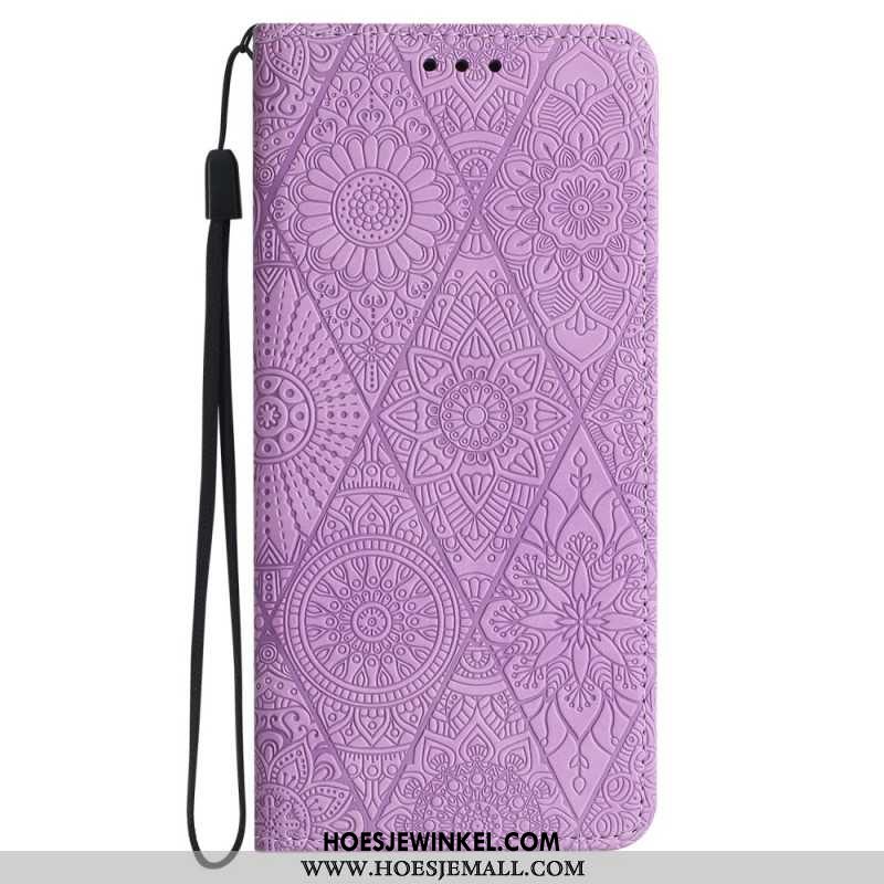 Folio-hoesje Samsung Galaxy A55 5g Telefoonhoesje Patchwork Met Bandje