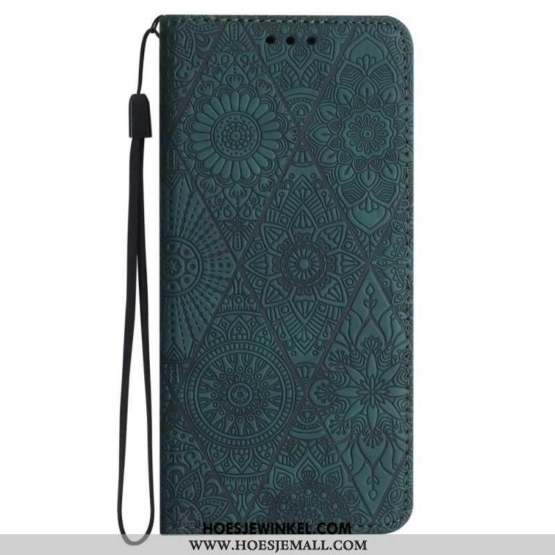 Folio-hoesje Samsung Galaxy A55 5g Telefoonhoesje Patchwork Met Bandje