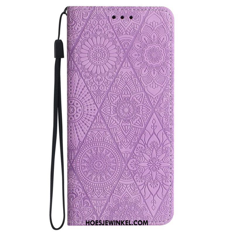 Folio-hoesje Samsung Galaxy S24 5g Tapestry-stijl Met Riem